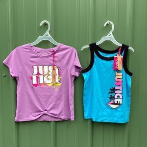 Justice Girls Lightweight Knot Front Shirt & Tank Top 2-Count Size S (7/8)